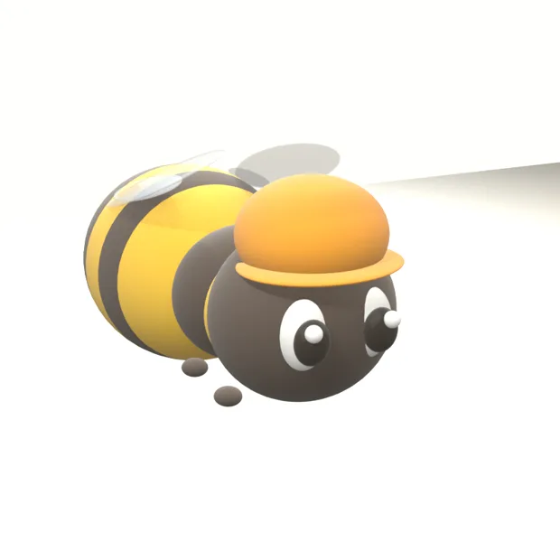 Clay bee wearing a hard hat